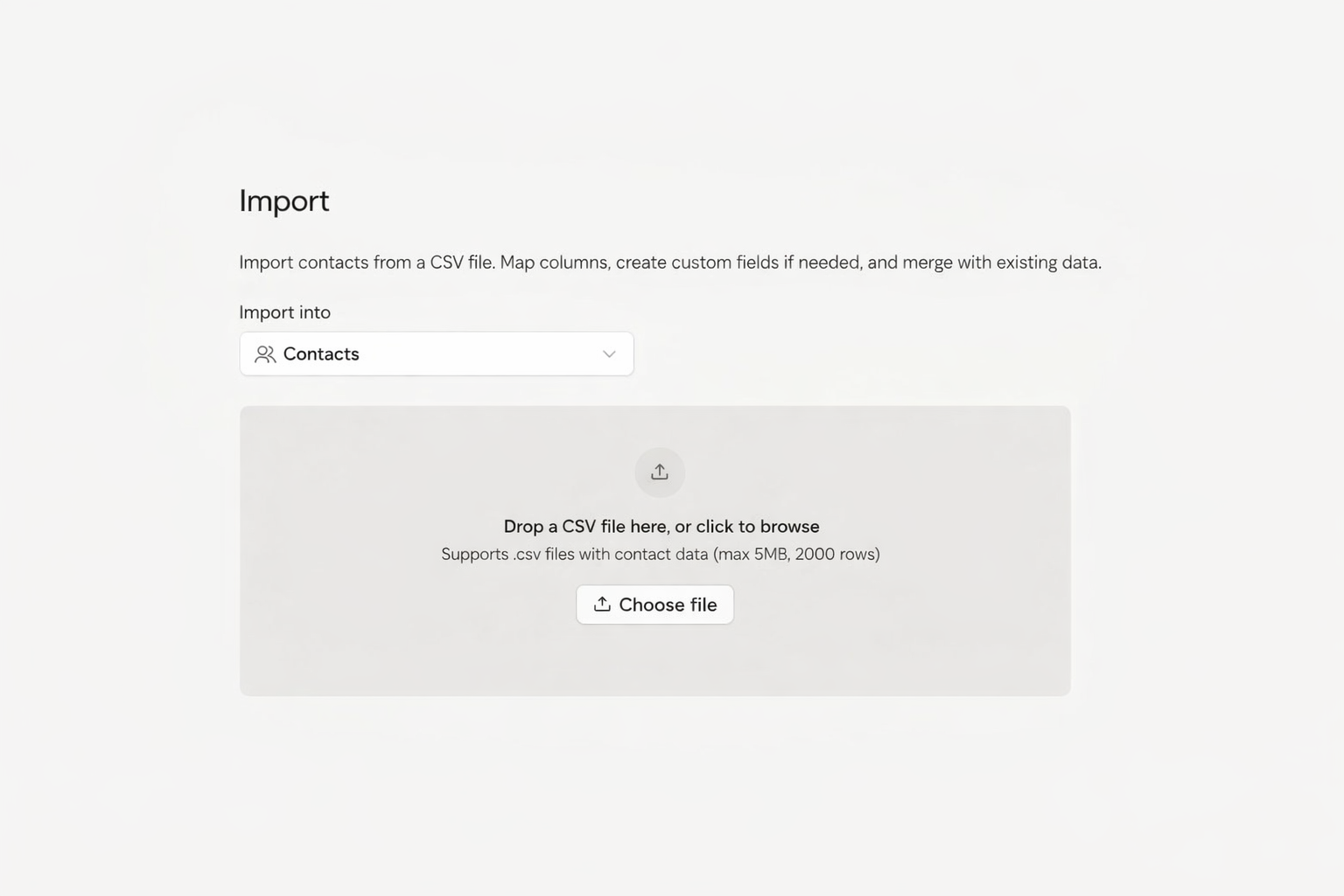 Import your data screenshot